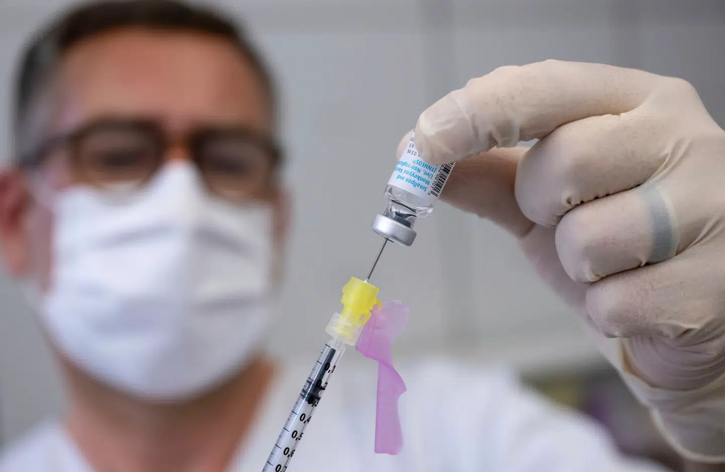 14 July 2022, Bavaria, Munich: An employee prepares a syringe with Bavarian Nordic's vaccine (Imvanex / Jynneos) against monkeypox at Klinikum rechts der Isar. Photo by: Sven Hoppe/picture-alliance/dpa/AP Images