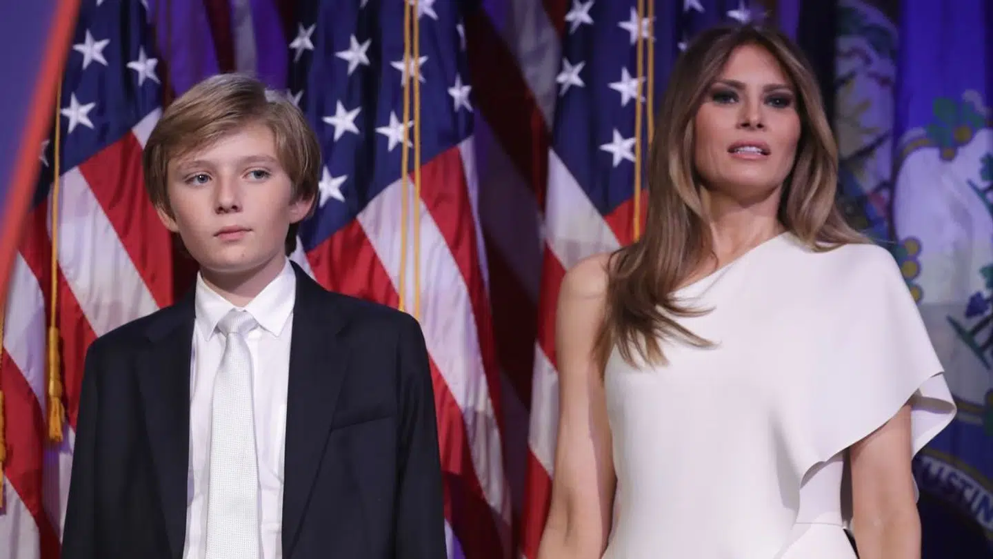 Barron og Melania Trump.