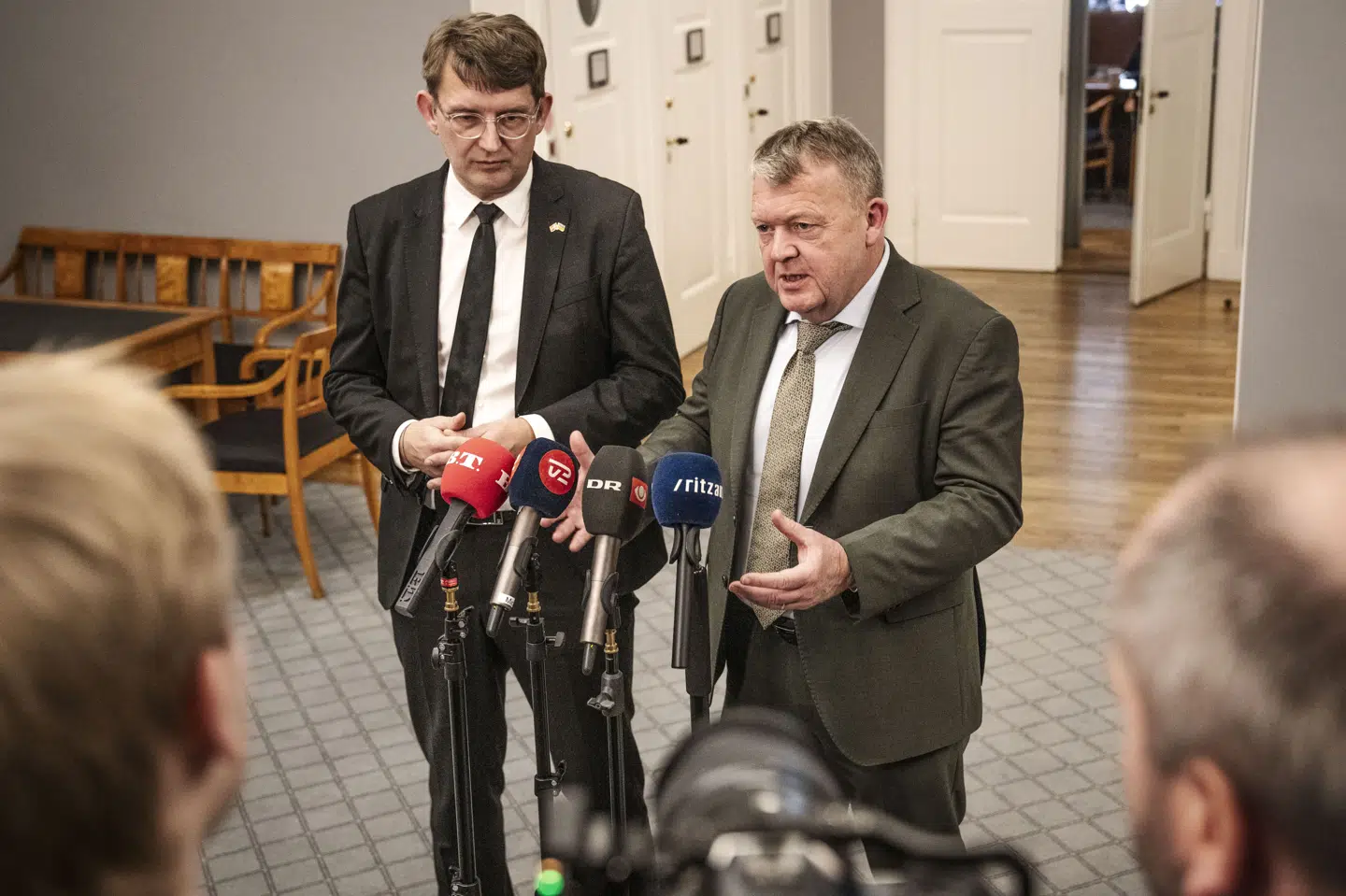 Forsvarsminister Troels Lund Poulsen (V) og udenrigsminister Lars Løkke Rasmussen (M) efter et tidligere møde i det Udenrigspolitiske Nævn på Christiansborg. (Arkivfoto).