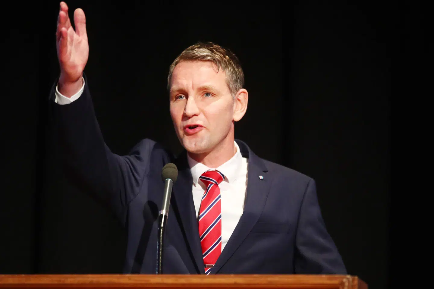 Landsretten i Halle dømte tirsdag den ledende AfD-politiker Björn Höcke for hans brug af nazisloganet »Alt for Tyskland«. Arkivfoto: Bodo Schackow, Scanpix
