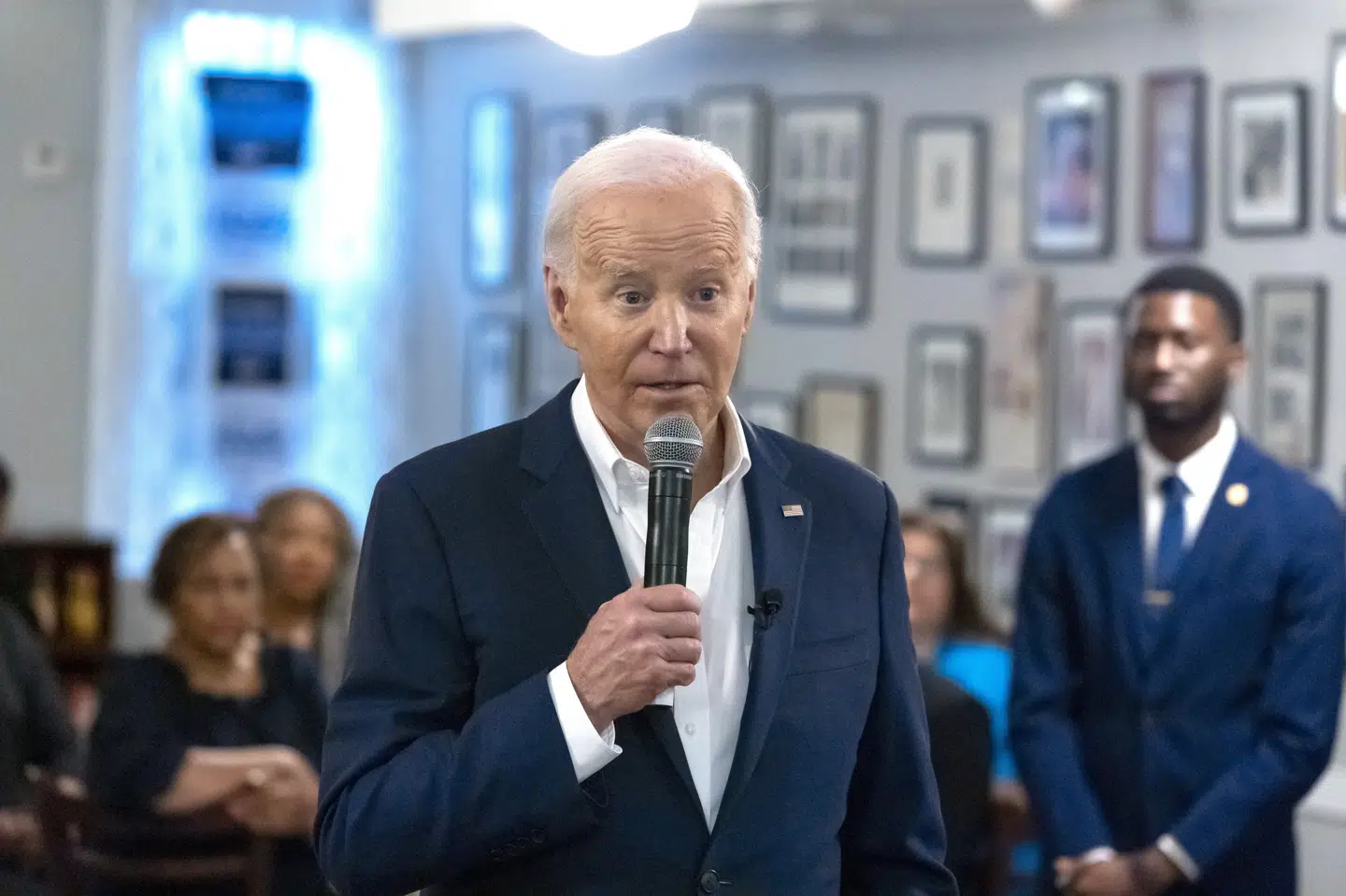 Præsident Joe Biden skal søndag tale ved en afslutningsceremoni på Morehouse College i Atlanta. Billedet er fra lørdag.