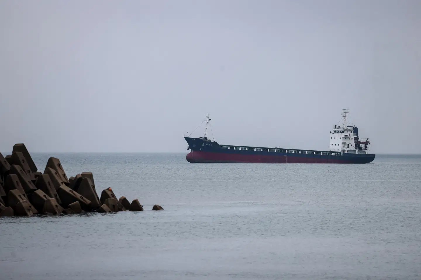 Her ses et skib i nærheden af den taiwanske kystby Kinmen.