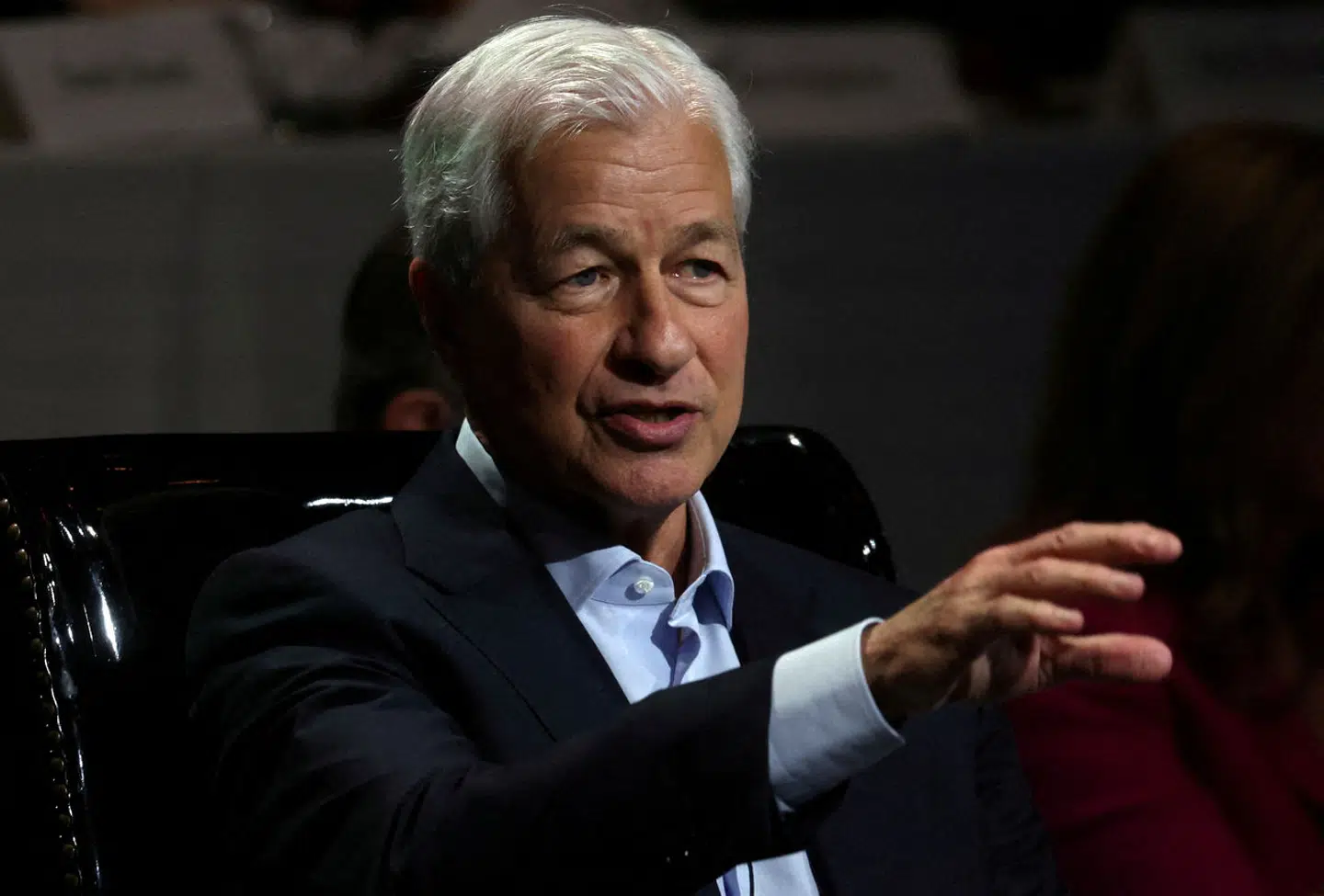 FILE PHOTO: Jamie Dimon, Chairman and Chief Executive officer (CEO) of JPMorgan Chase & Co. (JPM) speaks to the Economic Club of New York in Manhattan in New York City, U.S., April 23, 2024. REUTERS/Mike Segar/File Photo