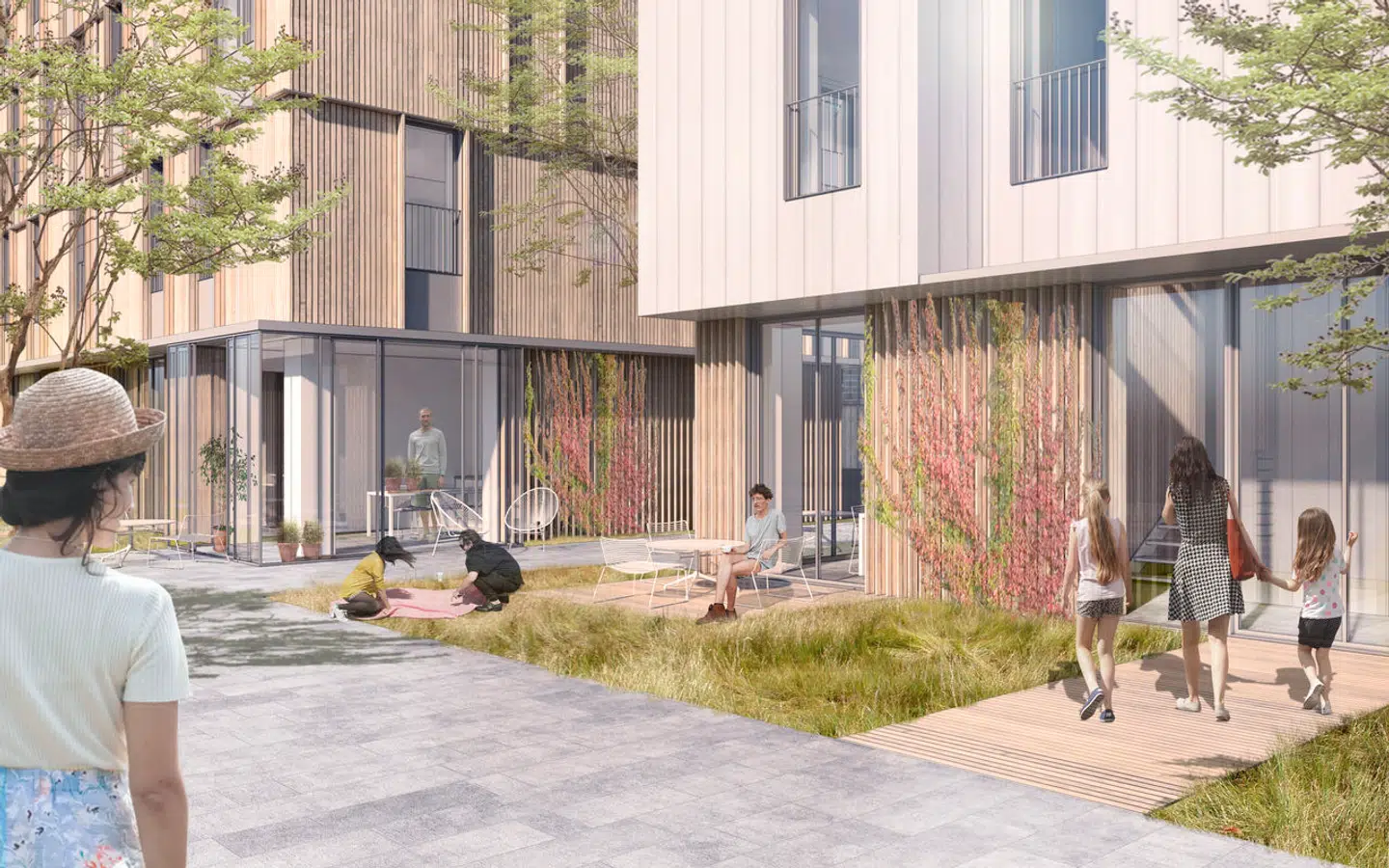 Fælledby er ved at blive opført på fælleden på Amager.