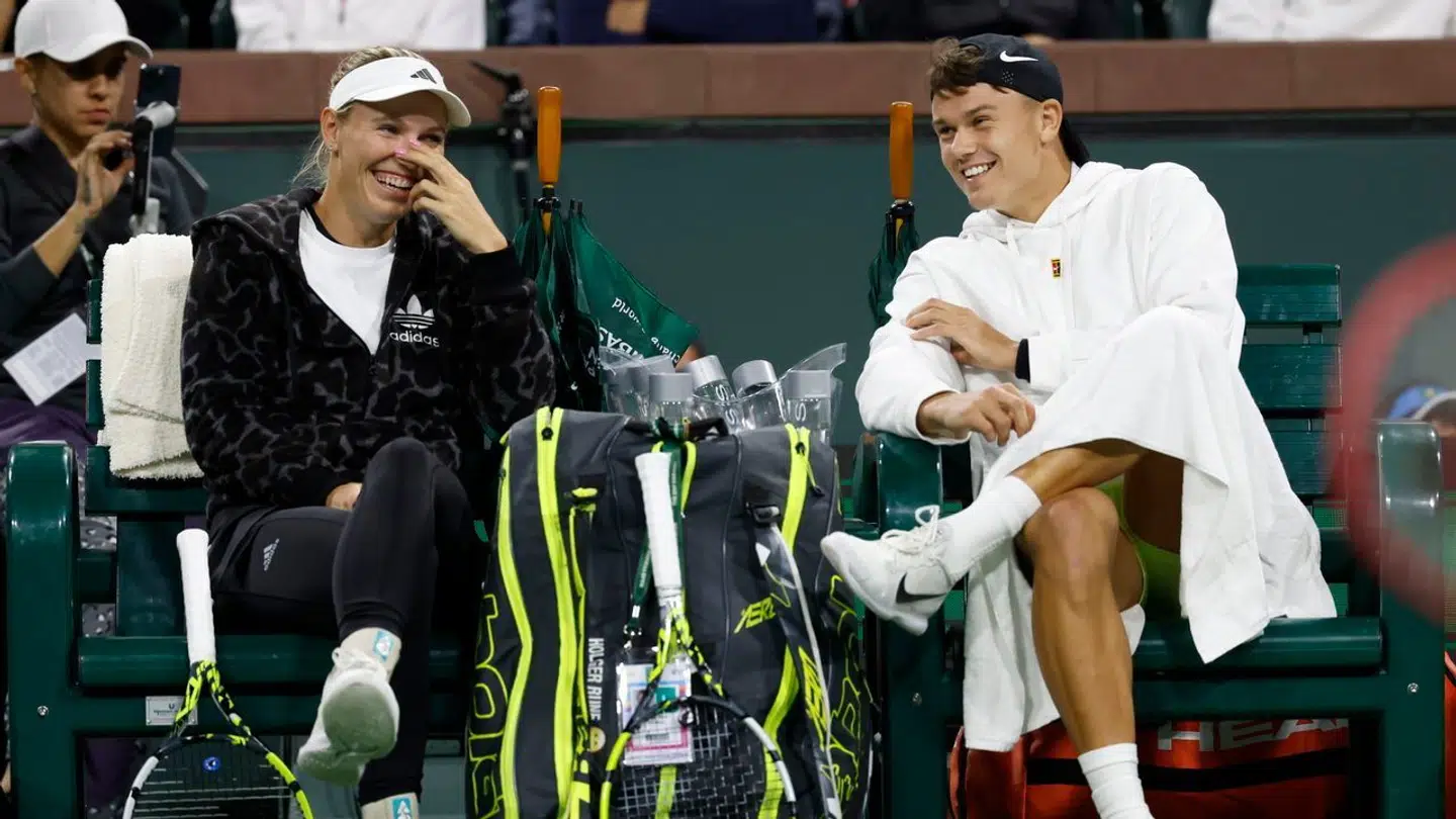 Holger Rune og Caroline Wozniacki spillede sammen tidligere på året.