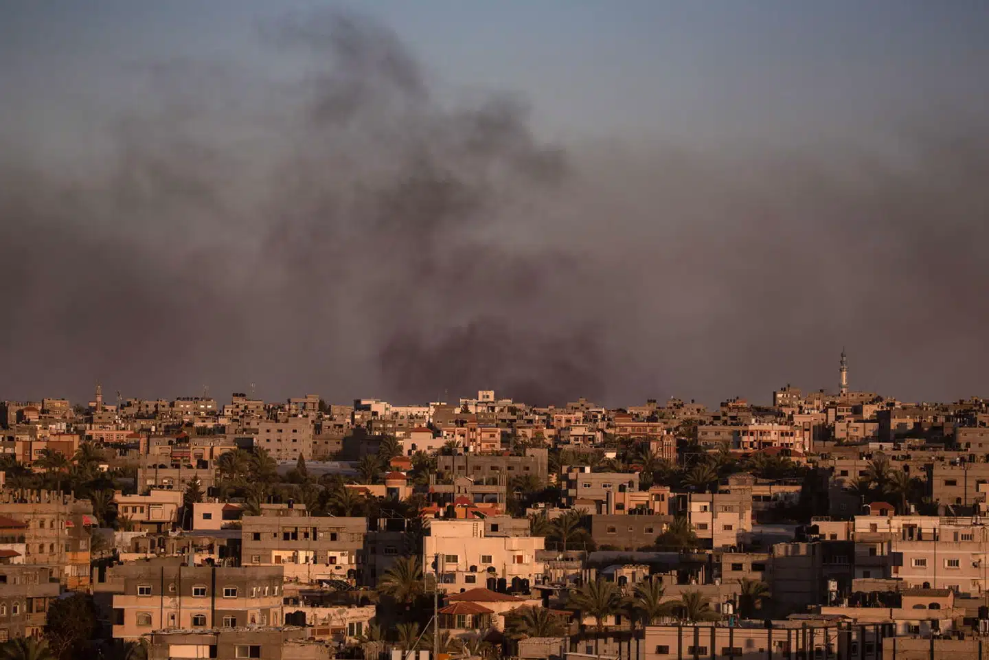 Israel igangsatte deres militæroffensiv i Rafah 7. maj, hvor billedet her er fra.