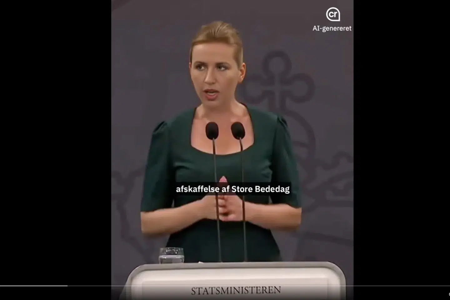 Dansk Folkeparti har blandt andet manipuleret en video med statsminister Mette Frederiksen (S), som man kan se på billedet her.