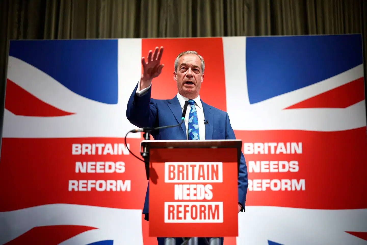 Nigel Farage meldte sig som kandidat ved det britiske parlamentsvalg i mandags. Foto: Henry Nicholls, AFP / Scanpix