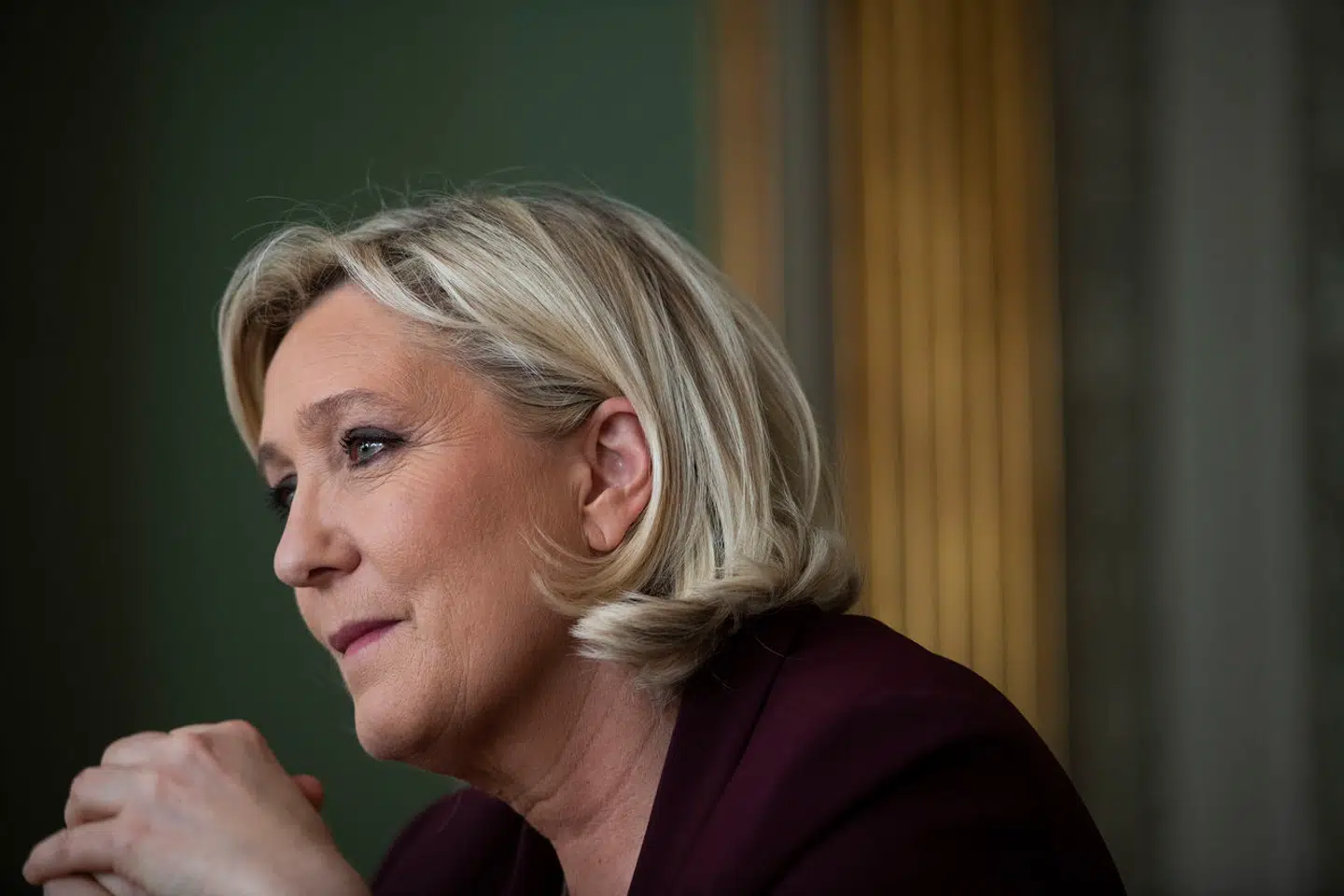 Marine Le Pen, fransk politiker og leder af partiet Rassemblement National, støtter op om Anders Vistisen (DF).