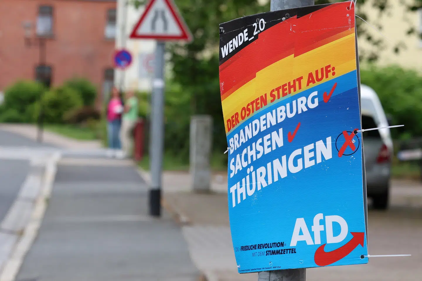 Her ses en valgplakat for AfD i Sonneberg i Thüringen. (Arkivfoto).