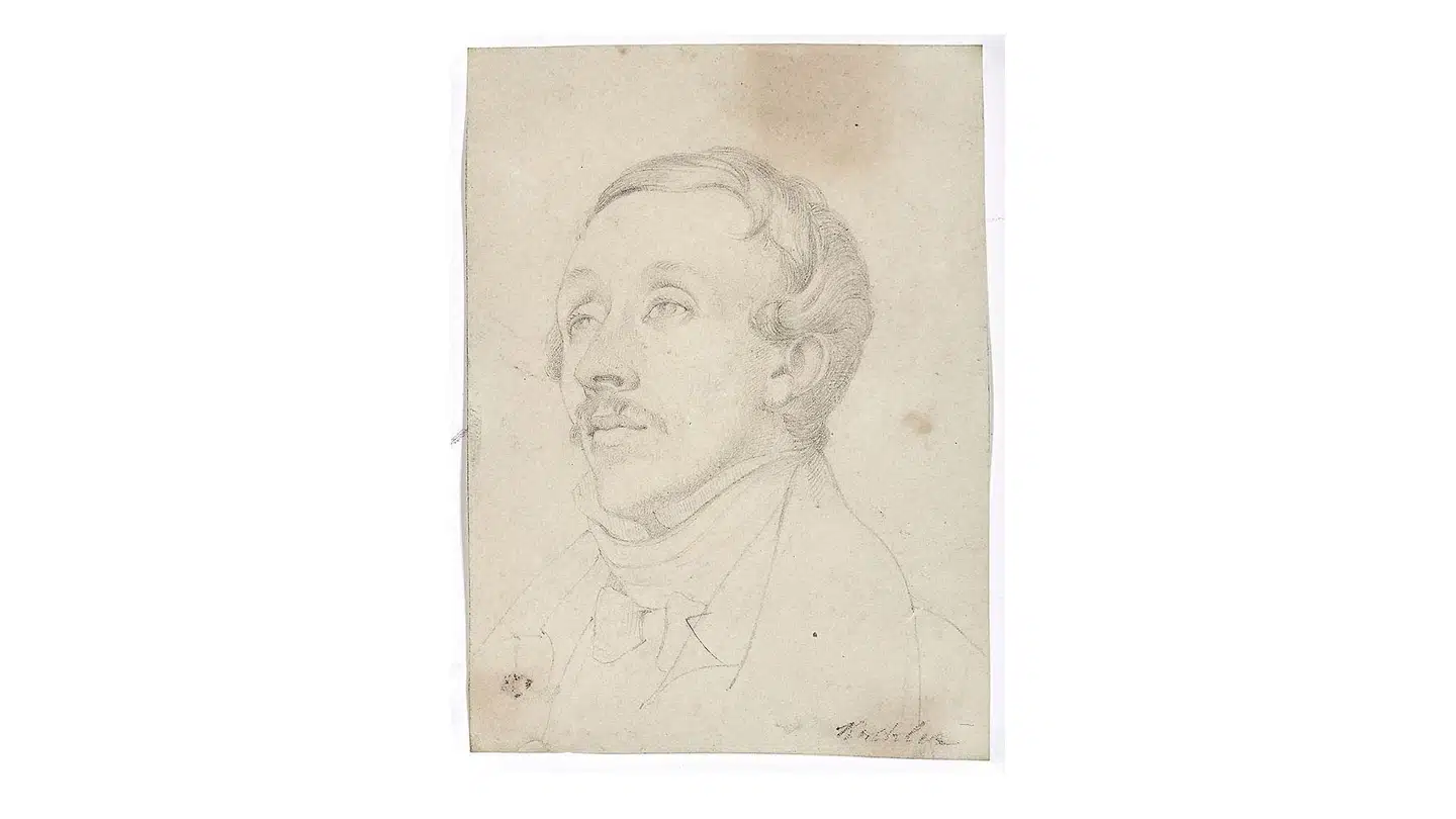 H.C. Andersen-portræt fra 1833 tegnet af Albert Küchler.