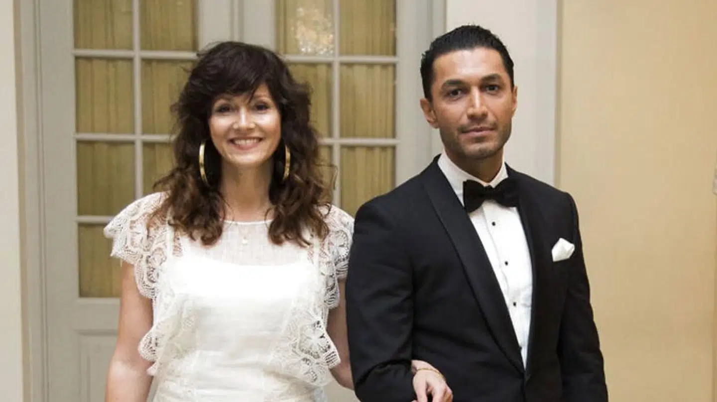 Burhan G og Sarah Zobel ved dronnings Margrethes aftenselskab »Arts et lettres« for kunst og kultur på Christiansborg Slot i marts 2016. Foto: Martin Sylvest