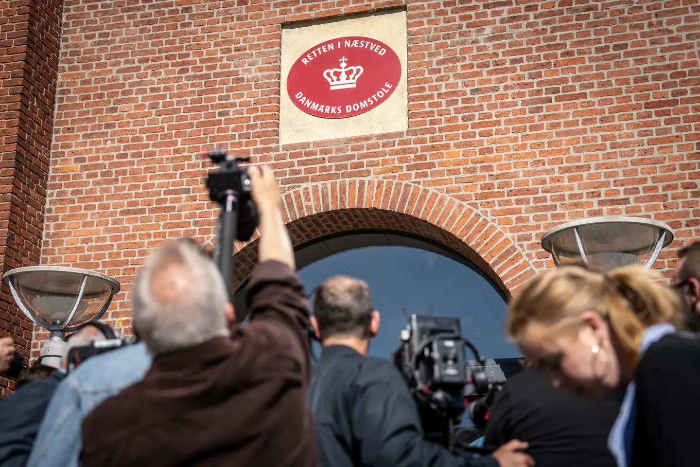 Presseopbud foran Retten i Næstved, hvor Kirkerup-sagen bliver ført. Foto: Mads Claus Rasmussen, Scanpix.