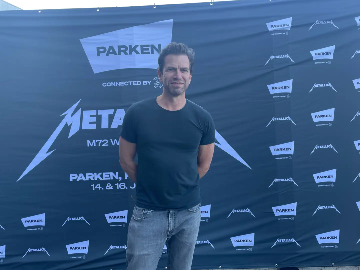 B.T. møder Nikolaj Lie Kaas, da han fredag mødt op til Metallica-koncert i Parken. Foto: Lykke Buhl