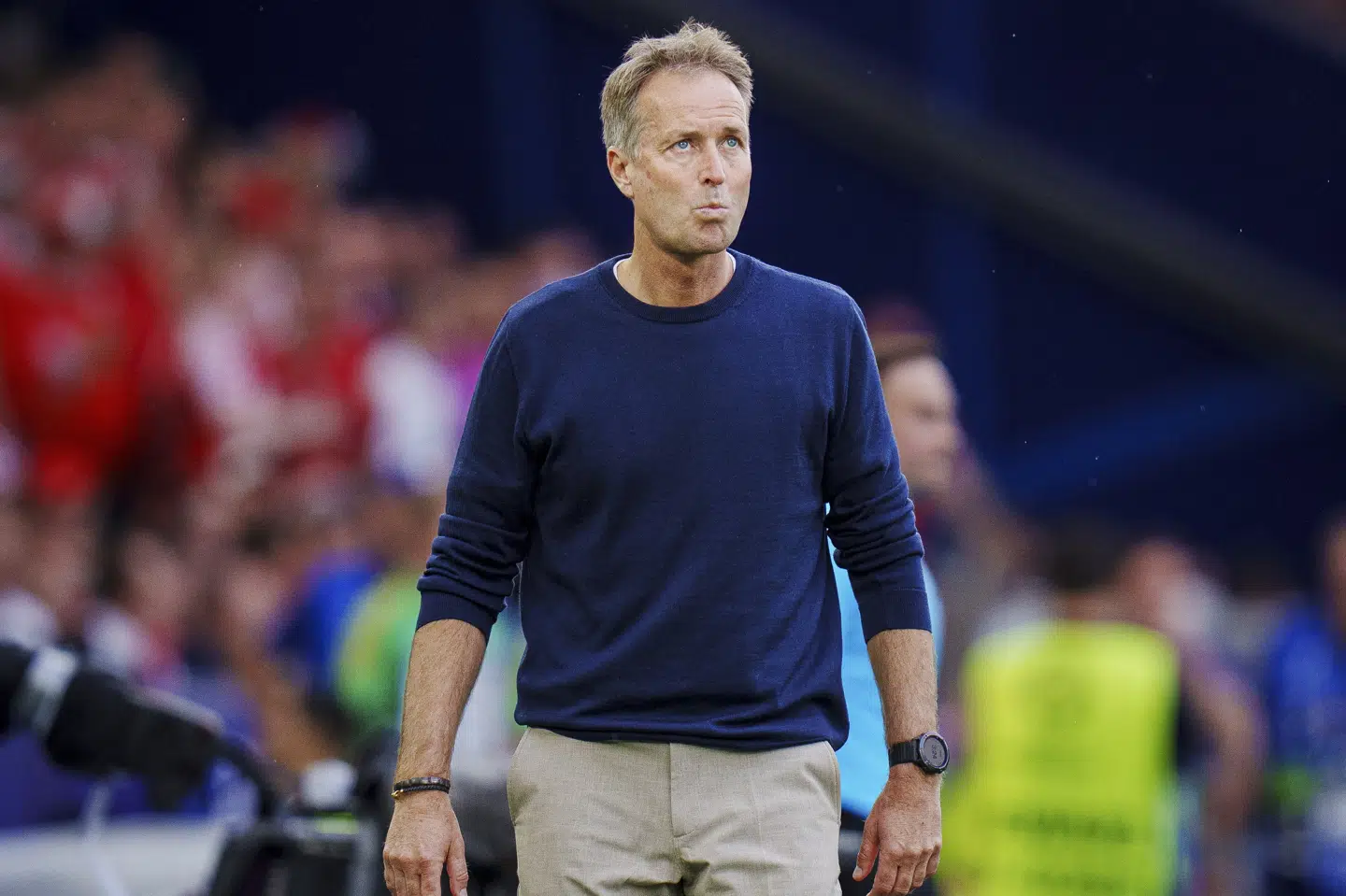 Landstræner Kasper Hjulmand lavede sin første udskiftning efter 78 minutter af søndagens kamp.