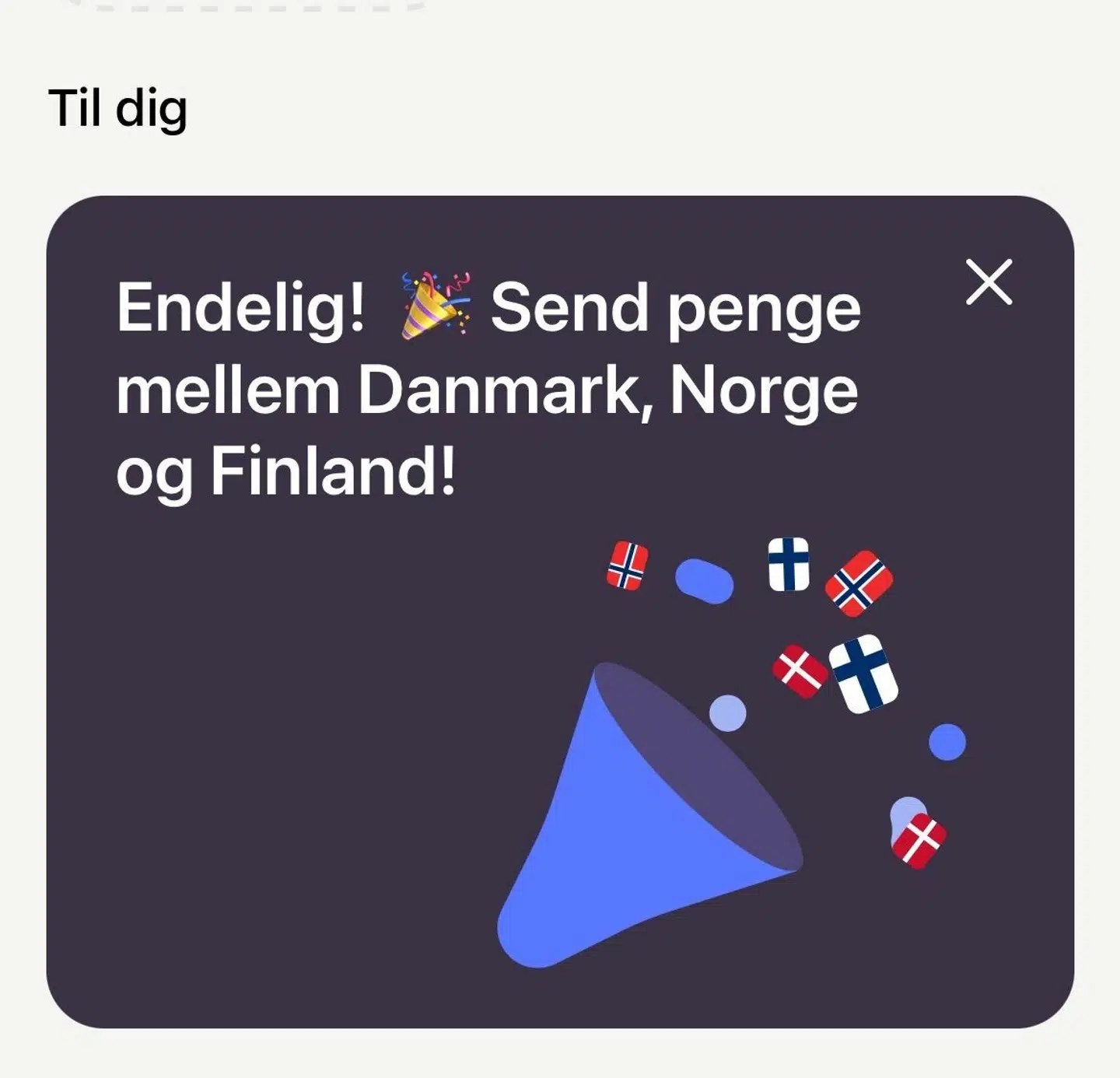 Sådan ser det ud i MobilePay-appen onsdag morgen.