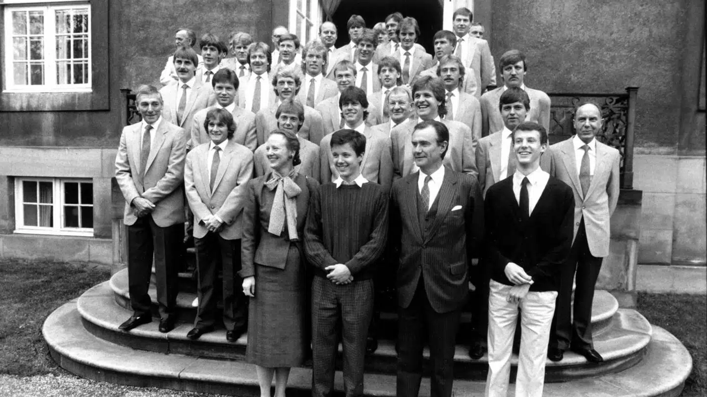 VM-landsholdet på Amalienborg i 1986.