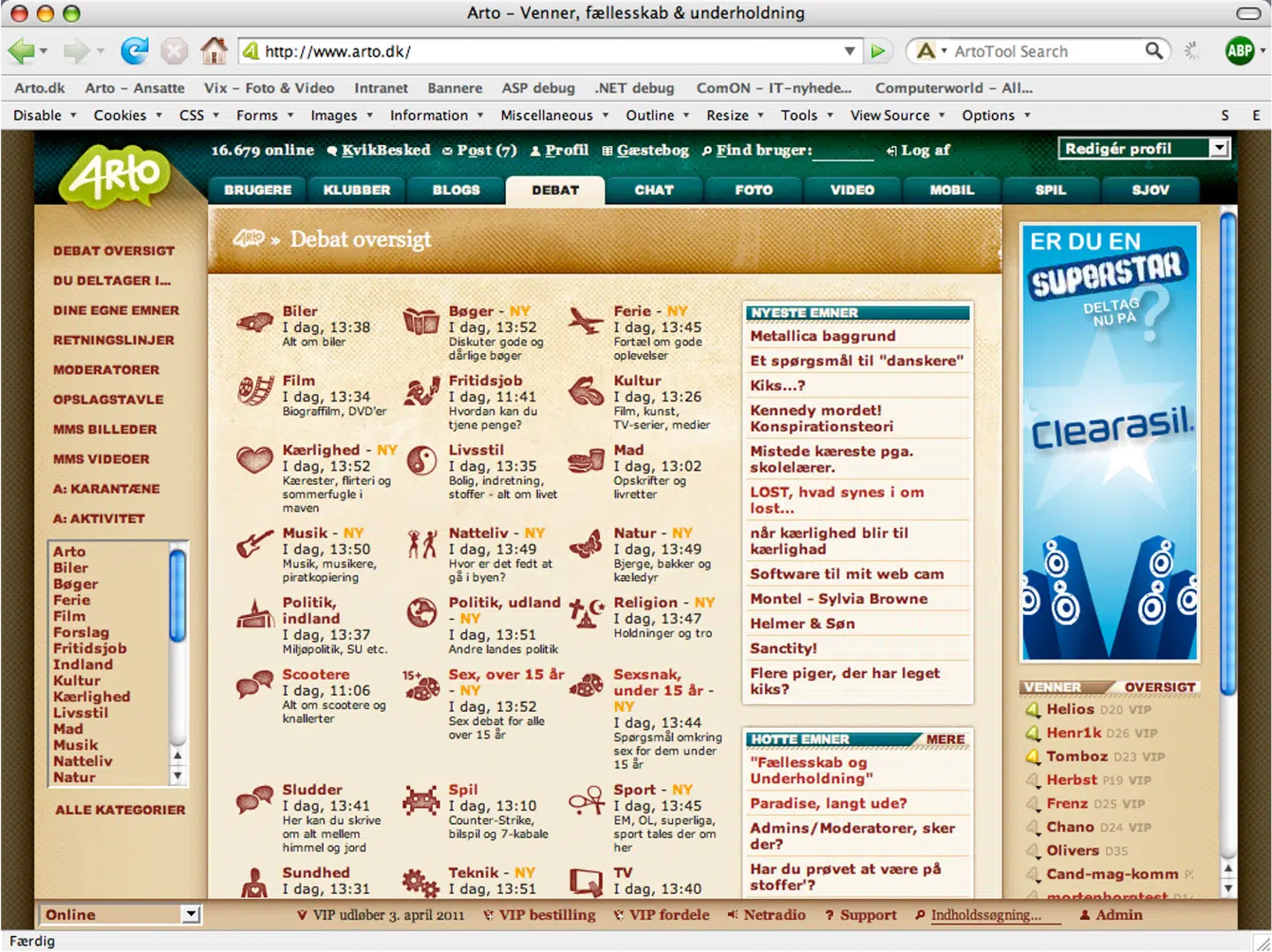 Man kunne diskutere mange forskellige emner på Arto.