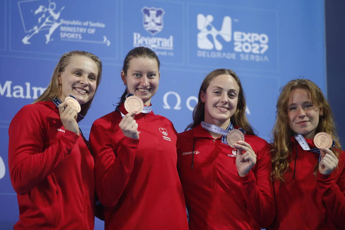 Danmarks kvindelige holdkap fik bronze i medley.