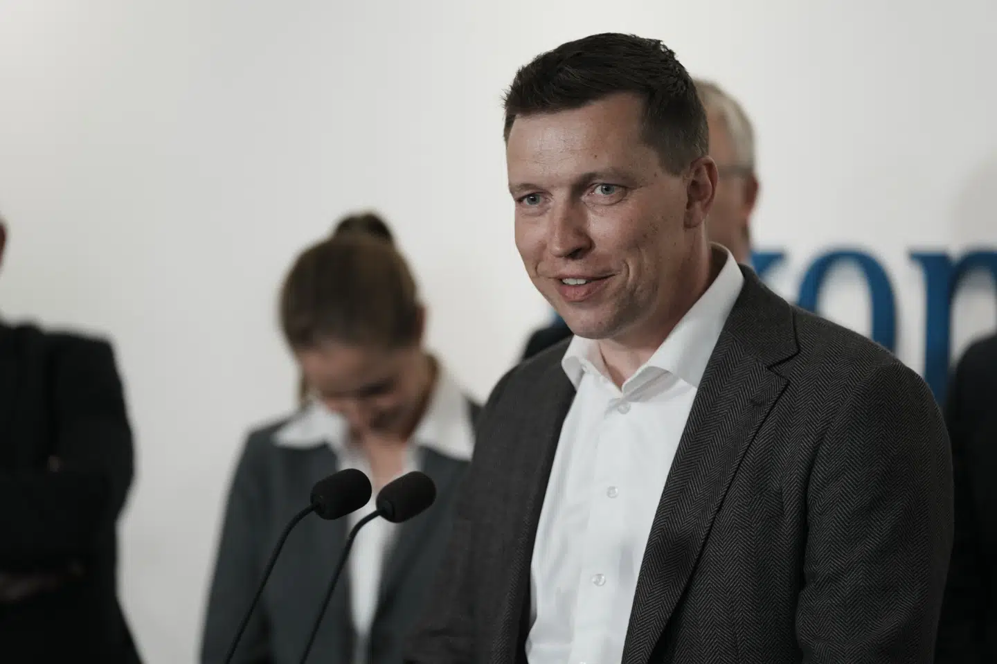 Søren Søndergaard, formand for Landbrug & Fødevarer, under et pressemøde mandag aften i Økonomiministeriet, hvor en aftale om blandt andet en CO2-afgift på landbruget er blevet præsenteret.