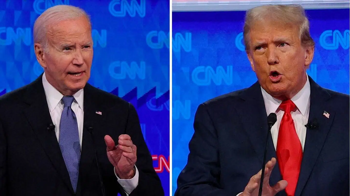 Her ses Joe Biden og Donald Trump under den omtalte debat, hvor Joe Biden flere gange faldt over ordene, ikke kunne fuldføre sætninger og fremstod gammel på flere måder.