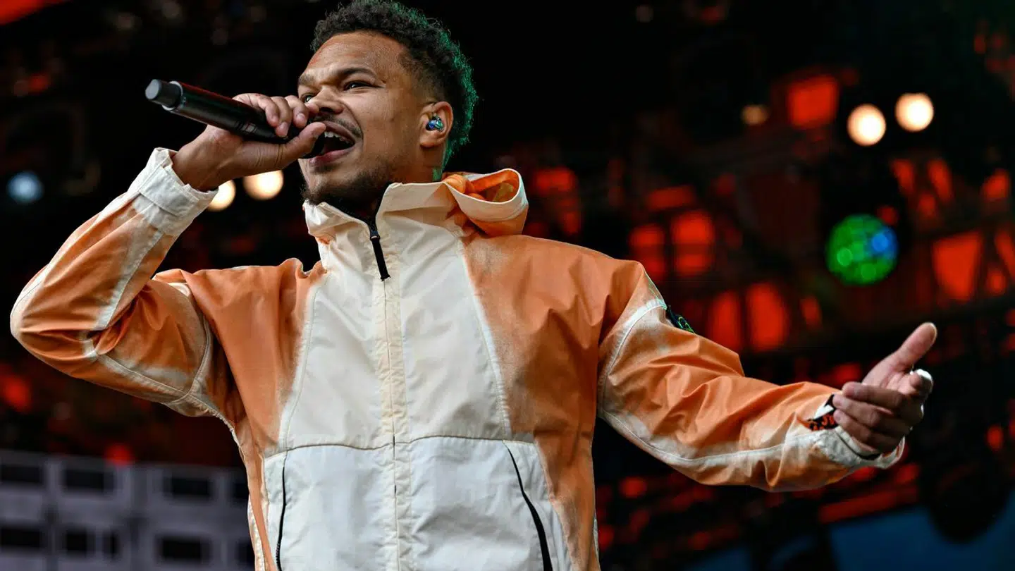 Den danske Rapper Lamin åbner Roskilde Festival 2024 på Orange scene onsdag den 3. juli 2024. (Foto: Torben Christensen/Scanpix 2024)