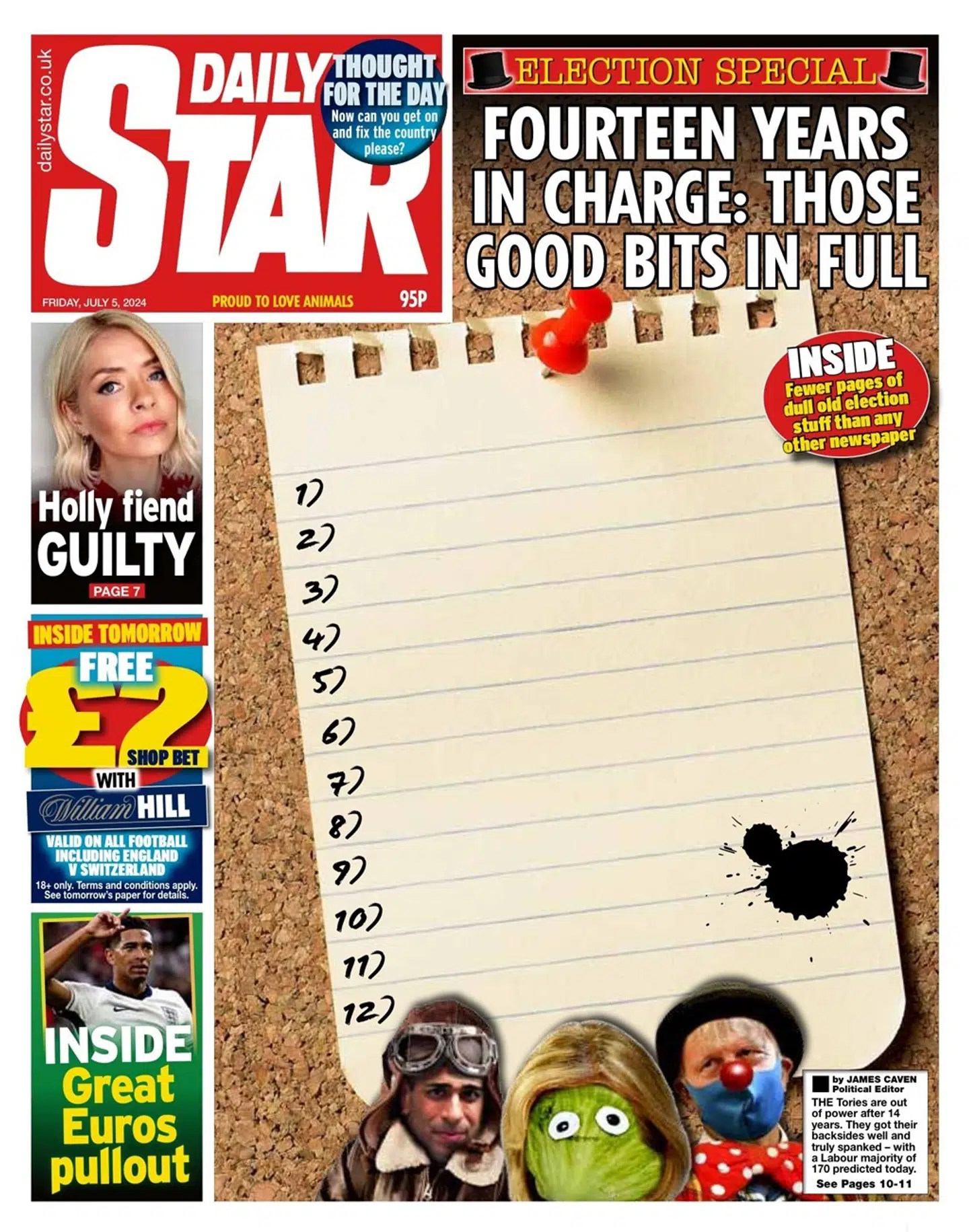 The Daily Stars forside dagen efter valget.