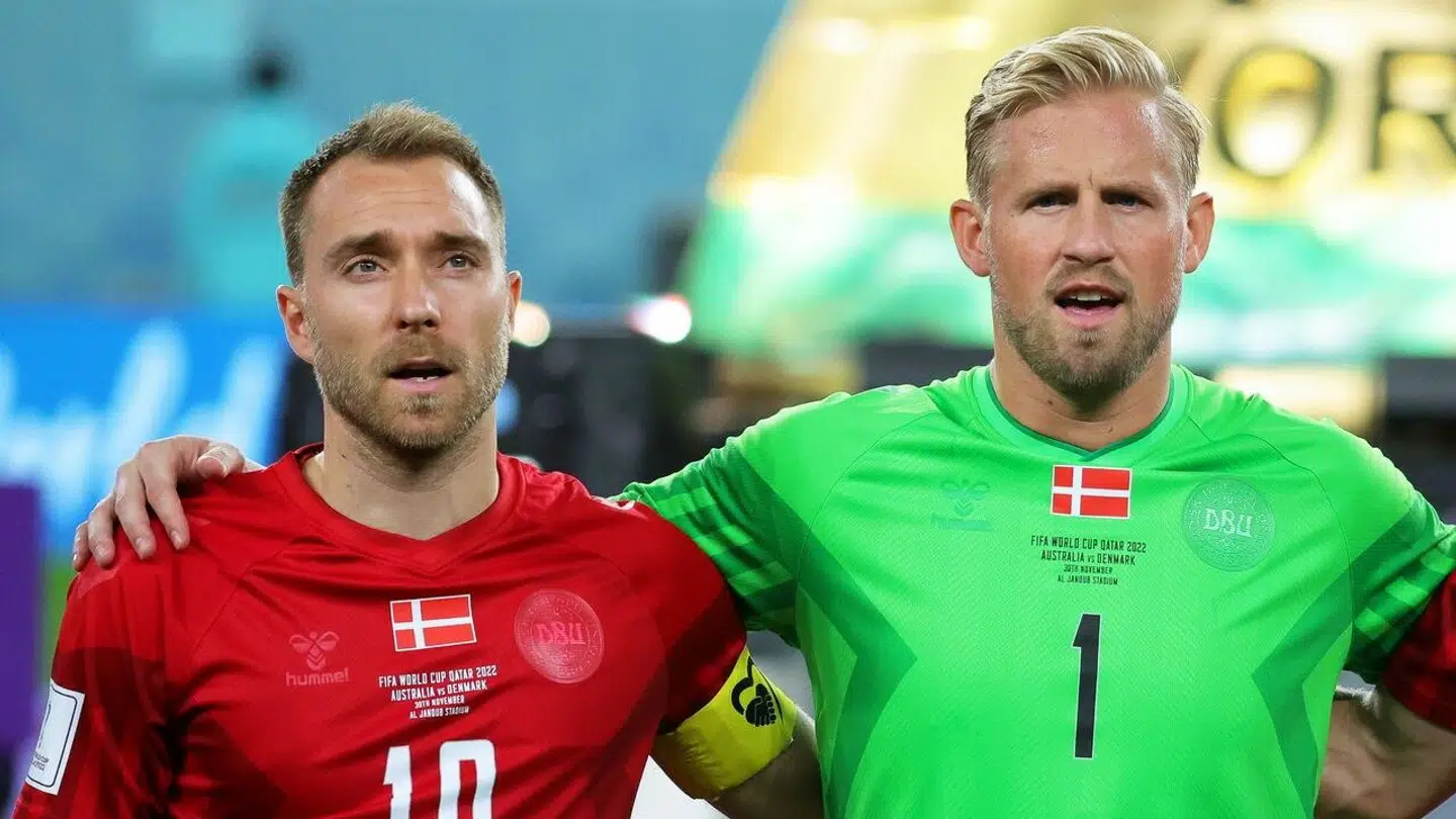 Christian Eriksen og Kasper Schmeichel.