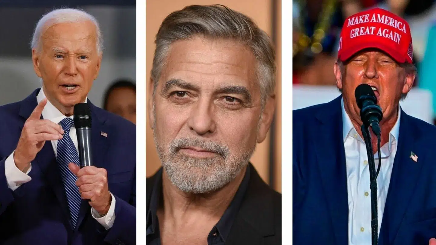 Den amerikanske præsident Joe Biden plejer at have en fast støtte i George Clooney. Men nu har Hollywood-stjernen bedt præsidenten trække sig fra den igangværende valgkamp, og det får modkandidaten Donald Trump til at lange ud efter dem begge. Fotos: Ritzau Scanpix