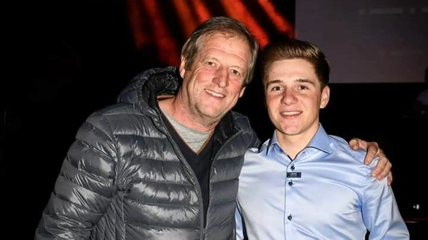 Remco Evenepoel og hans tidligere fodboldtræner Guy de Tandt.