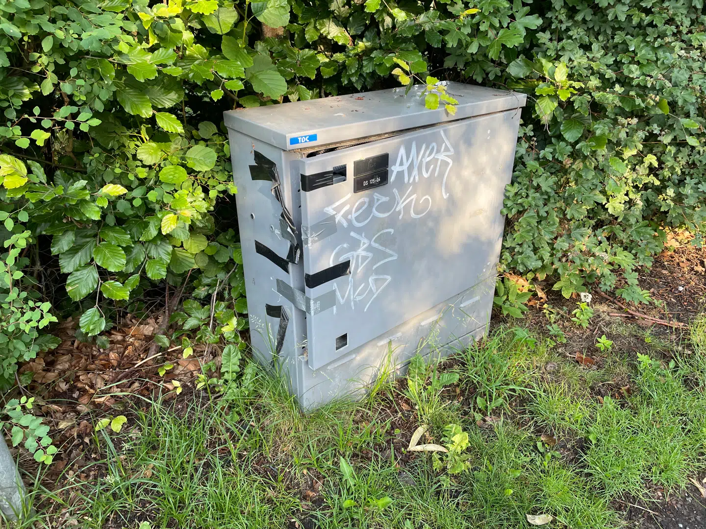 Overalt på villavejene møder man gadeskabe med teknik og kabler, som sikrer husstandene internet og tv. Ikke alle er dog intakte. Her i Munkerup står lågen på klem, og mange forsøg på at lukke den med gaffertape er ikke lykkedes.