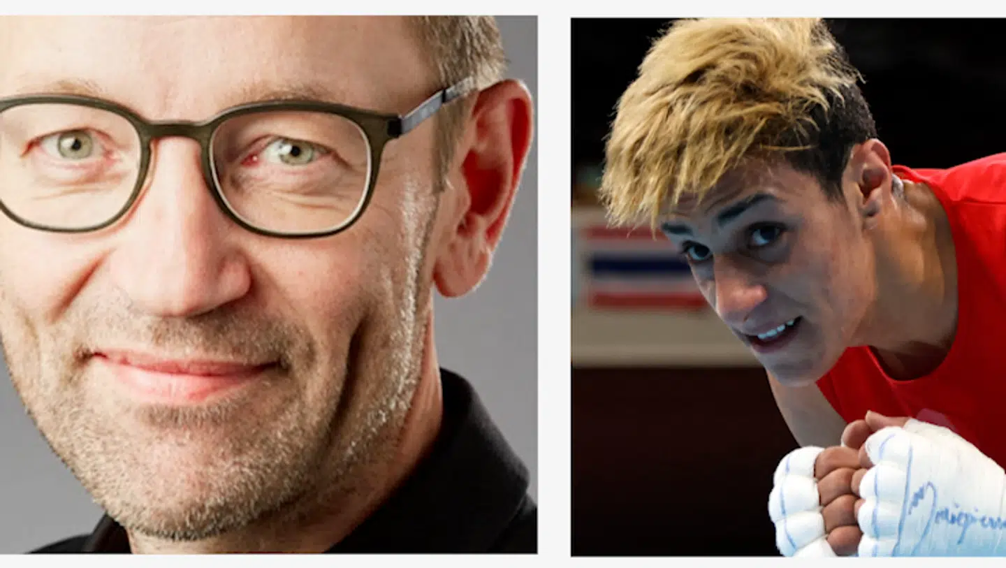 Ask Vest Christiansen, (tv) ph.d. og lektor ved Sektion for Idræt, Institut for Folkesundhed på Aarhus Universitet., og bokser Imane Khelif (th) fra Algeriet.