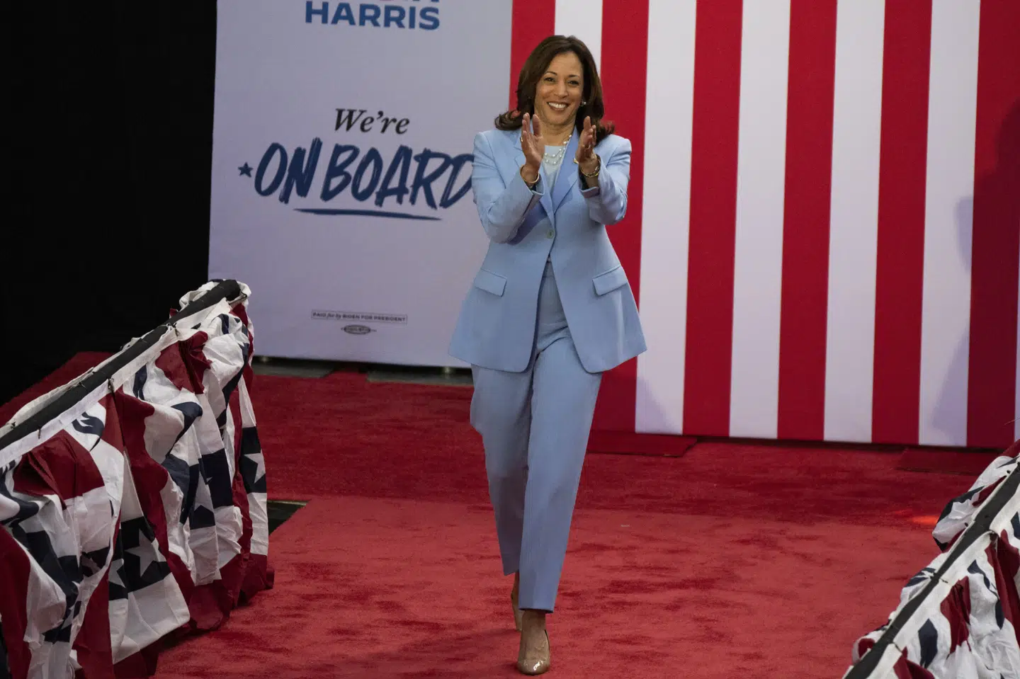 Kamala Harris ventes mandag at have besluttet, hvem der skal være hendes vicepræsidentkandidat, inden hun tirsdag for første gang skal deltage i et vælgermøde med kandidaten i Philadelphia. (Arkivfoto).