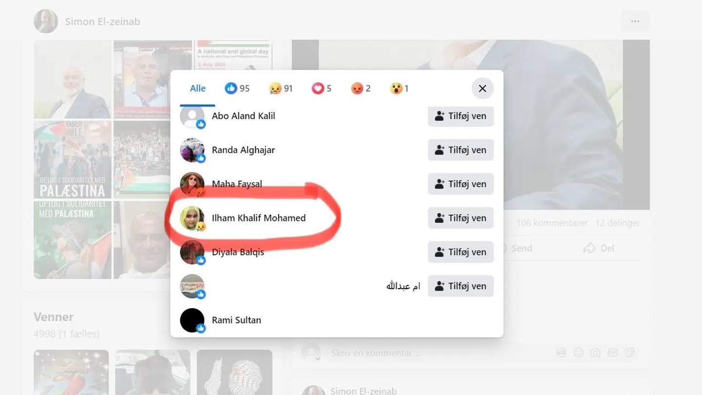 Medlem af Det Nationale Integrationsråd reagerer med en græde-emoji på et opslag, der er udlagt som hyldest til den afdøde terrorleder Ismail Haniyeh i forbindelse med hans død.