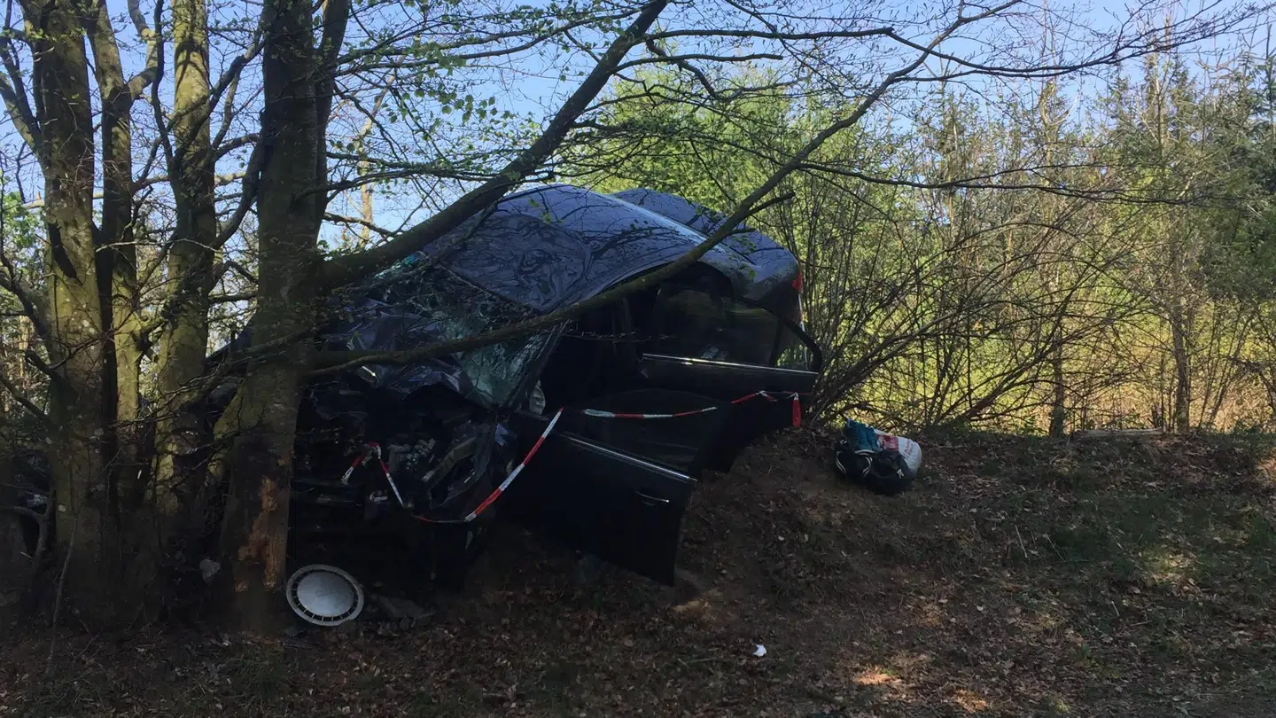 Bilen efter ulykken. Foto: Privat.