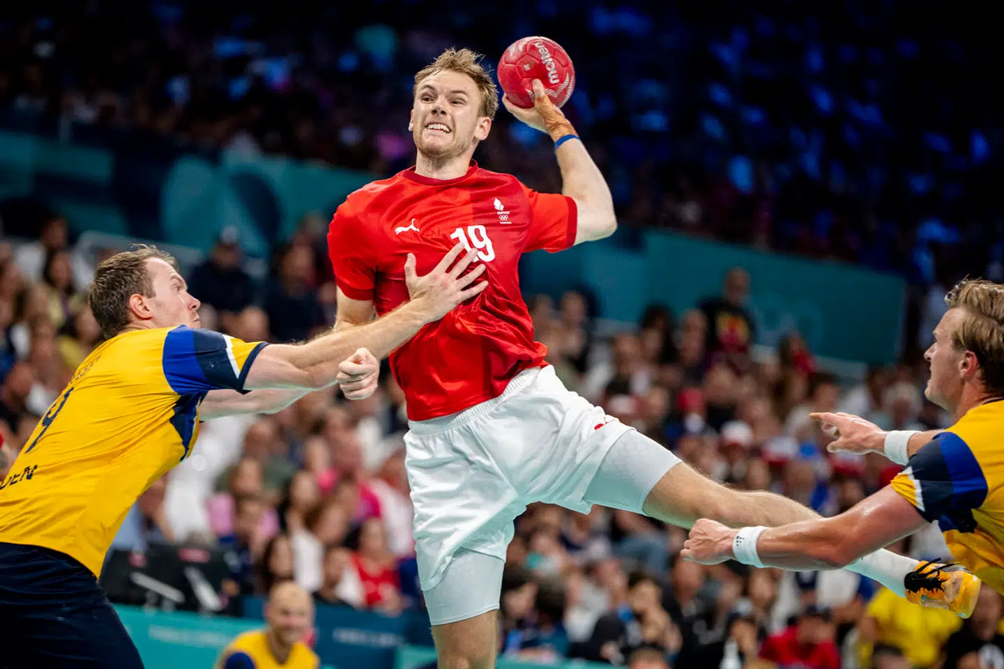 Danmarks Mathias Gidsel da håndboldherrerne mødte Sverige i kvartfinalen i OL-turneringen. (Foto: Mads Claus Rasmussen/Ritzau Scanpix)