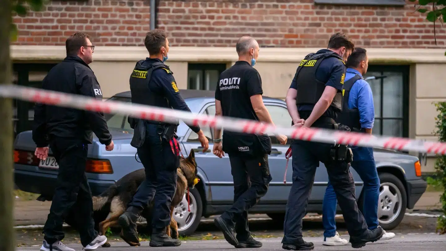 Politiet brugte lang tid ved drabsstedet på at søge med hunde efter spor.