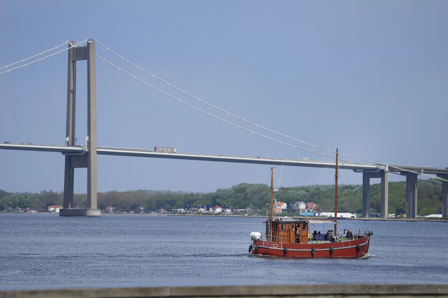 Turbåden M/S Sabine på Lillebælt ud for Middelfart. Skibsføreren på M/S Sabine har flere gange overværet, hvordan en delfin slår marsvin ihjel i Lillebælt. (Arkivfoto).
