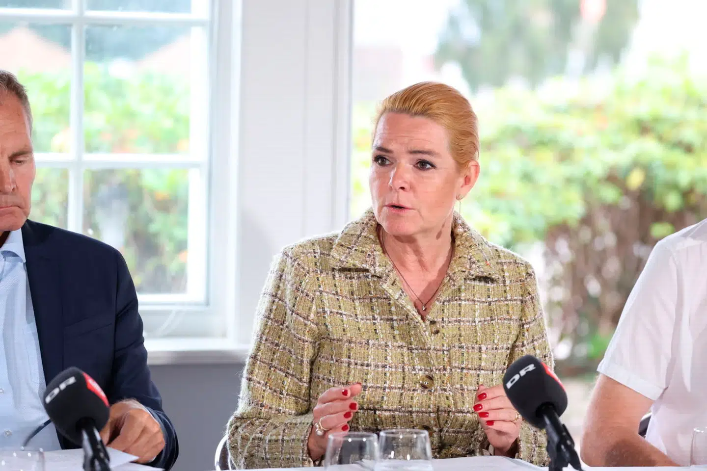 Danmarksdemokraterne holder pressemøde i forbindelse med partiets sommergruppemøde på Bandholm Badehotel i Bandholm, fredag den 16. august 2024.