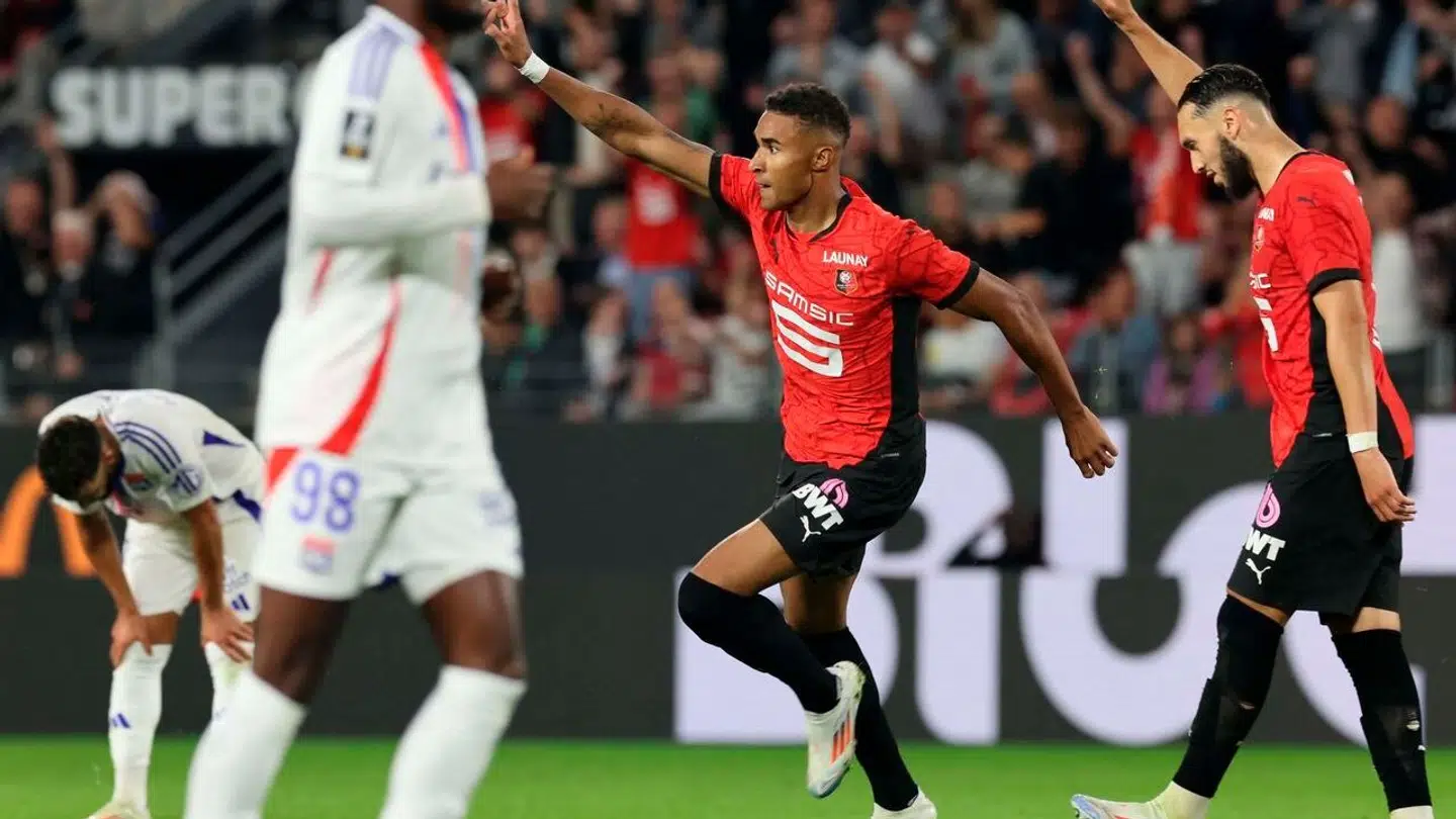 Henrik Meister fejrer sin scoring mod Lyon, få minutter efter han kom på banen.