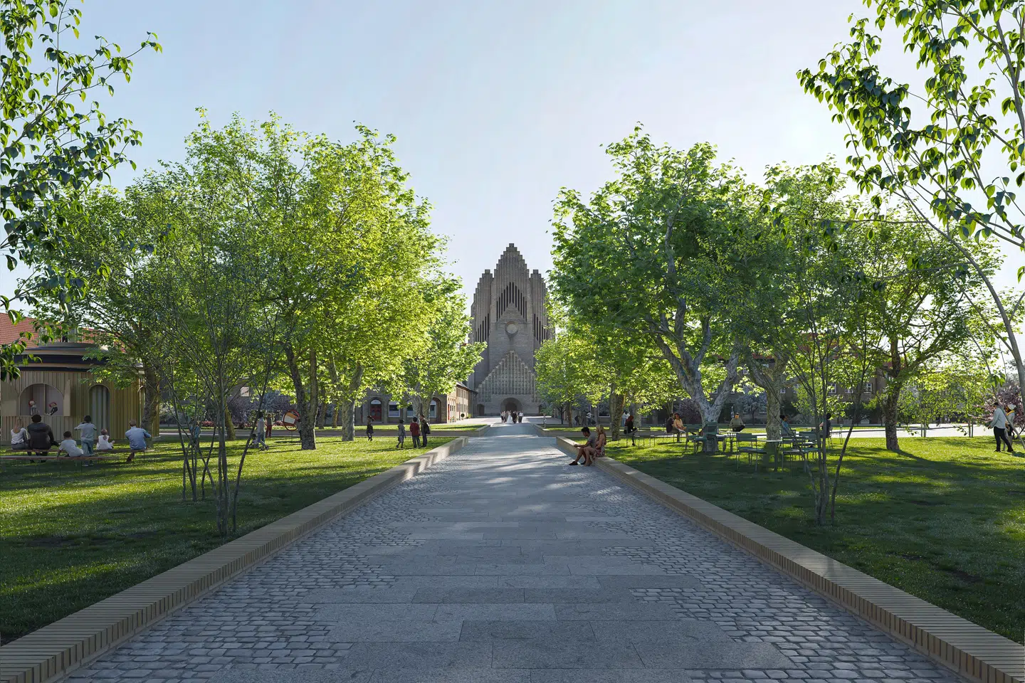 Man vil plante en masse træer i forbindelse anlægningen af det nye torv.