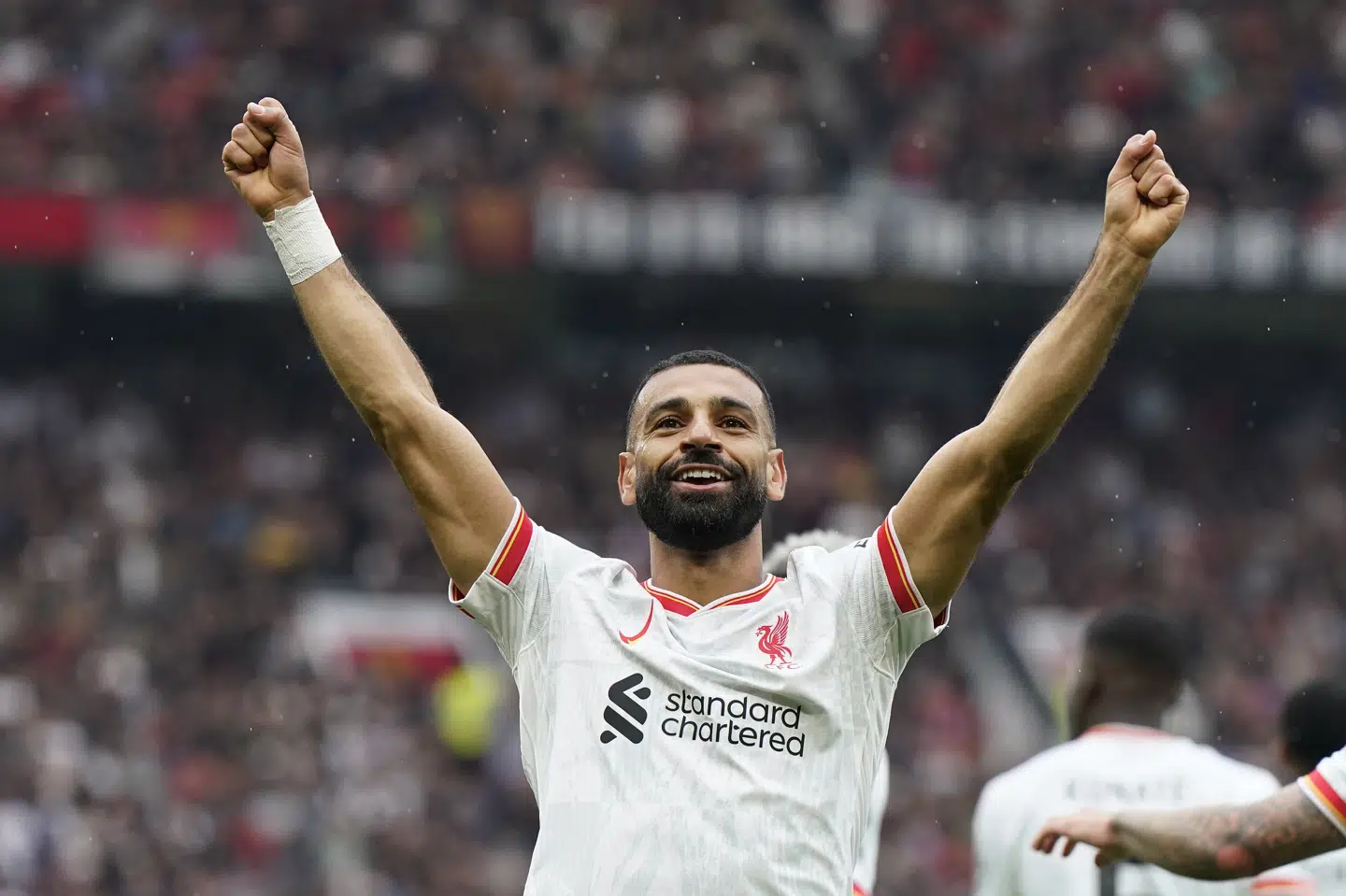 Mohamed Salah stod for målet til 3-0, da Liverpool søndag besejrede Manchester United i sikker stil.