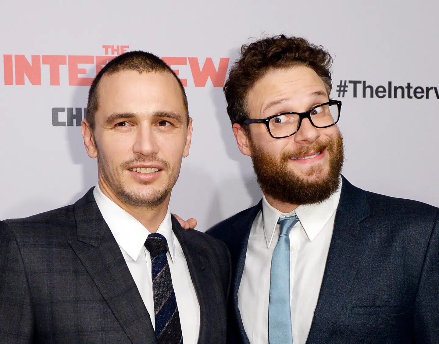 James Franco og Seth Rogen spillede i 2014 hovedrollerne i en komedie, der skulle give anledning til en storpolitisk krise. Foto: Kevork Djansezian, Scanpix.