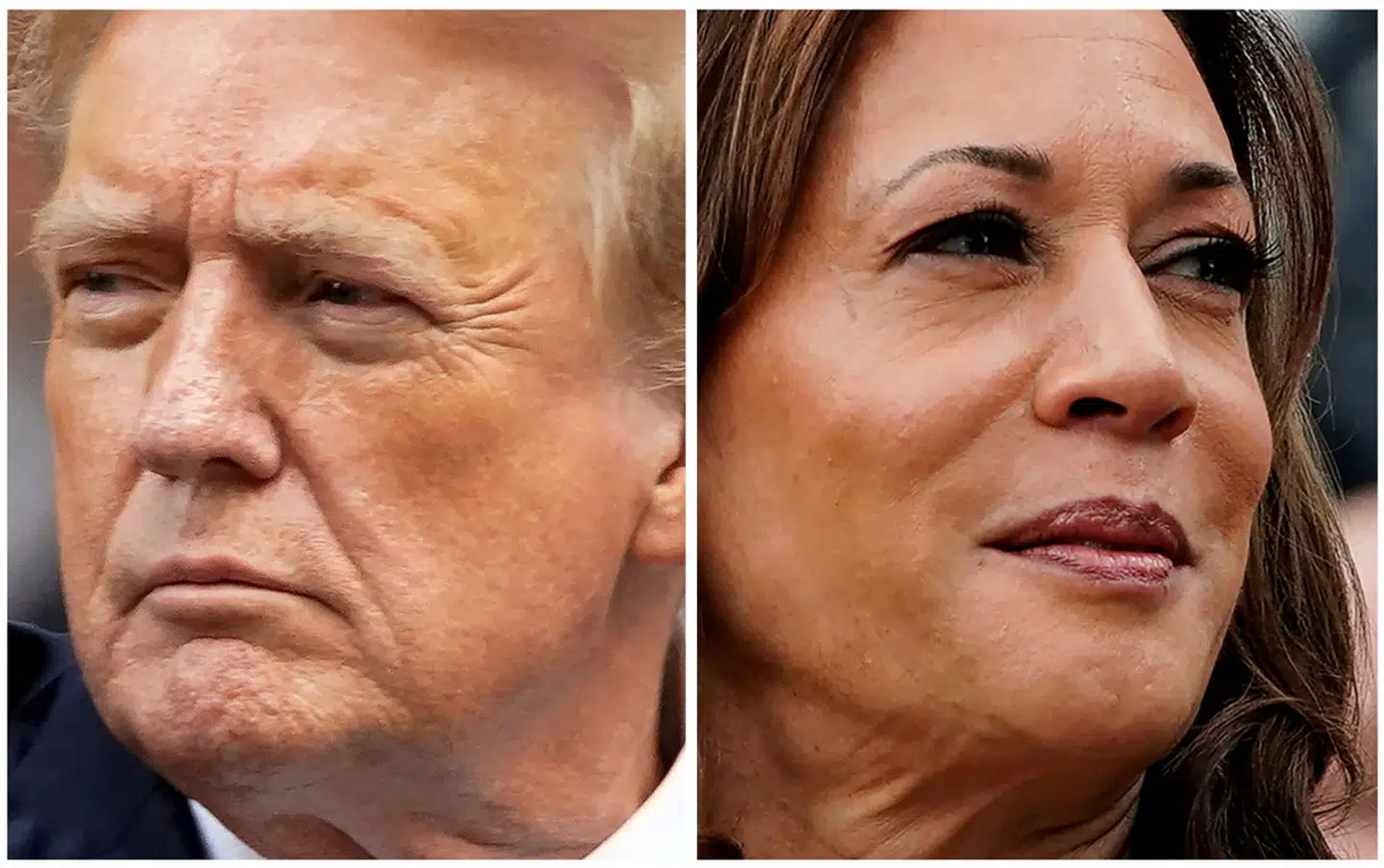 Marginalerne er små mellem Trump og Harris ifølge meningsmålinger. Fotos: Eduardo Munoz og Nathan Howard, Scanpix