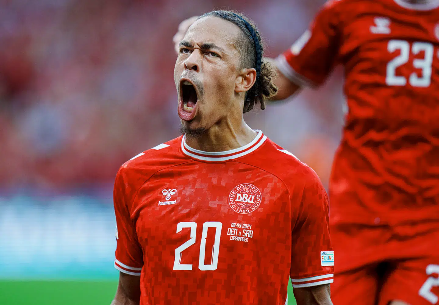 Yussuf Poulsen til 2-0 under UEFA Nations League kampen mellem Danmark - Serbien i Parken, søndag den 8 september 2024