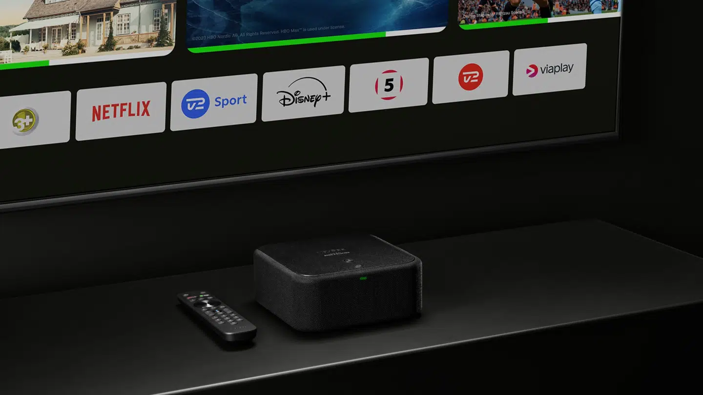 Den nye tv-boks har indbygget højttalere, og det er danske B&O, der har stået for lyddesignet.