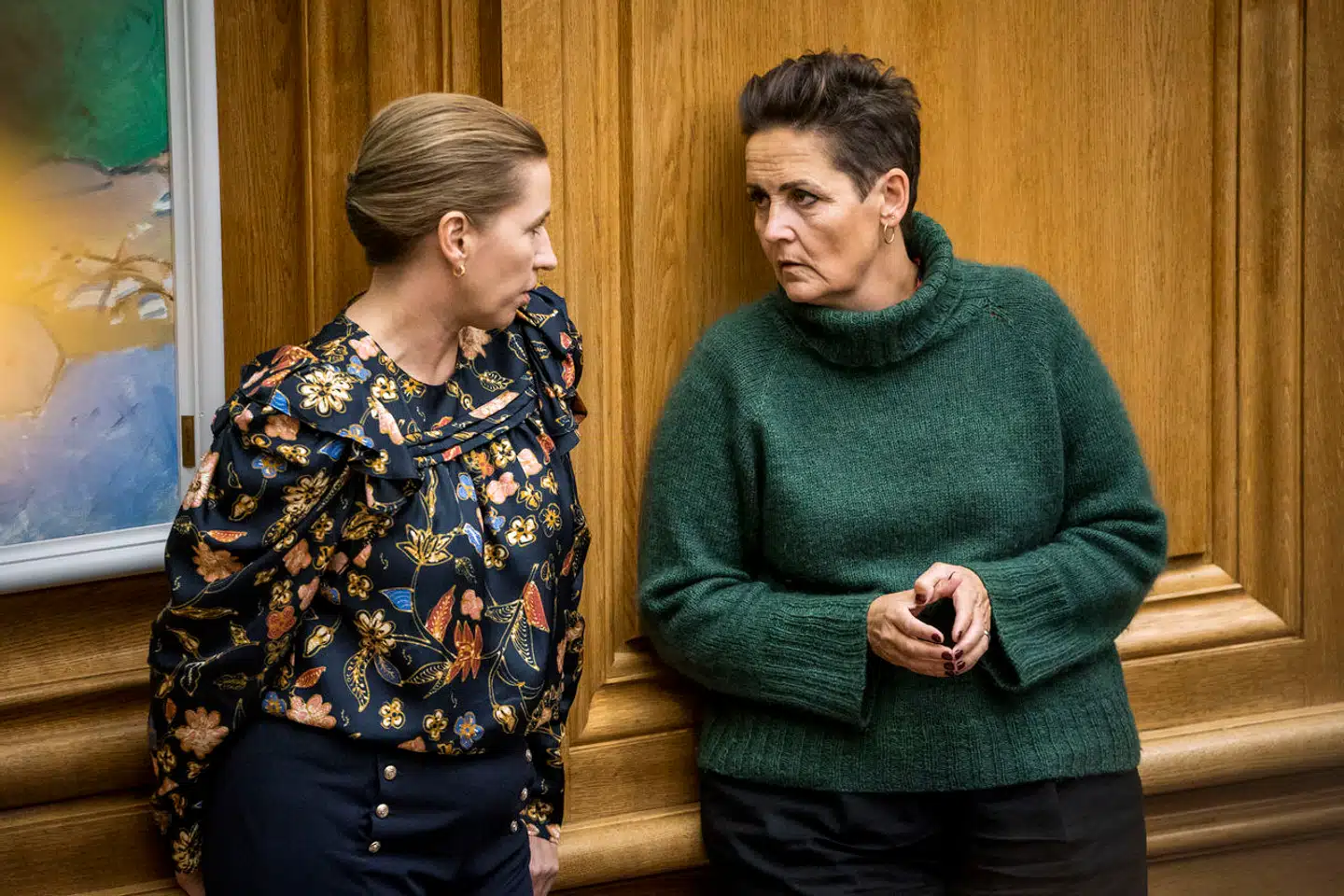 Statsminister og formand for Socialdemokratiet Mette Frederiksen sammen med SFs formand, Pia Olsen Dyhr. Begge partier har ikke fremlagt et konkret forslag til, hvordan fremtidens pensionssystem skal se ud.