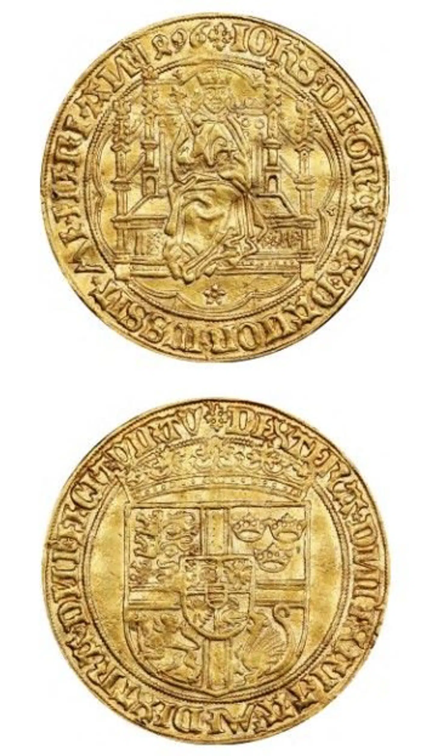Guldmønten - også kaldet kong Hans' guldnobel - fra 1496 blev solgt som den første under lørdagens auktion i Odd Fellow Palæet i København.