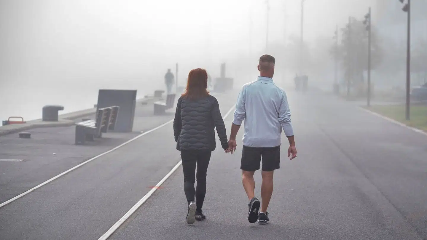 Tæt tåge på havnen i Aalborg (arkivfoto).