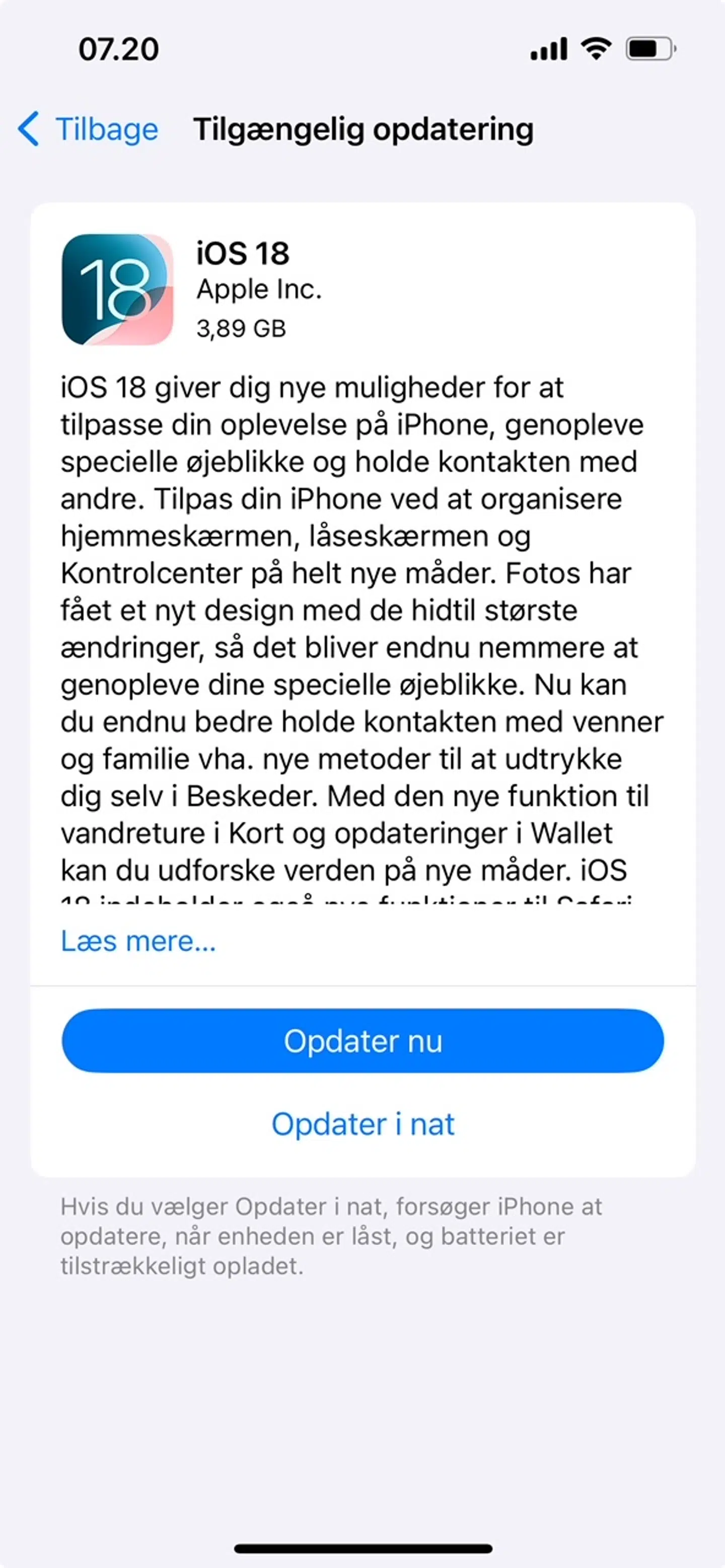 Find opdateringen på din iPhone.